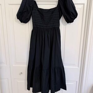 Abercrombie & Fitch Black Puff Sleeve Midi Dress